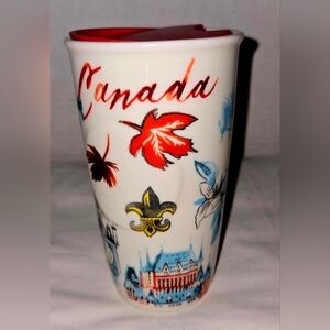 Starbucks Canada Mug Ceramic Tumbler Travel Cup with Lid 10 oz 2016 Coffee Tea